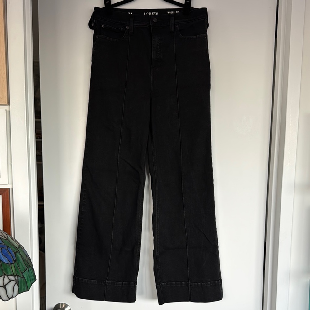 J. Crew Black Wide-Leg Denim Trouser